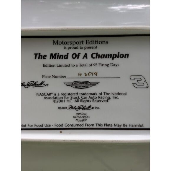 Dale Earnhardt Motorsport Editions Commemorative Plates Limited Edition - Picture 5 of 11